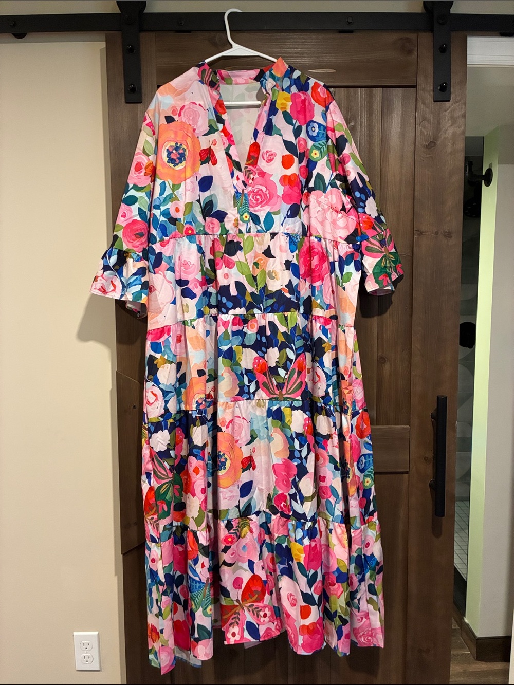 New Floral Tiered Dress - Pink Multicolor -4X